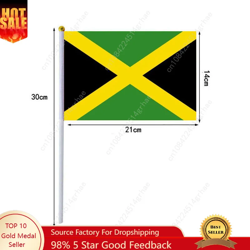 Jamaica Hand Waving Flag Jamaican Flag Small Mini Hand Held Flags 10 Pcs 14x21cm  Sporting Event Support Handheld Flag