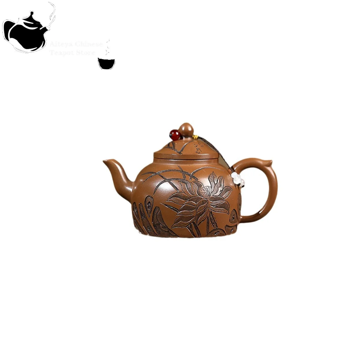 Bule de argila roxa Yixing, minério original, ouro vermelho, argila vermelha, fragrância de lótus, bule de lanterna de palácio, conjunto de chá kung fu