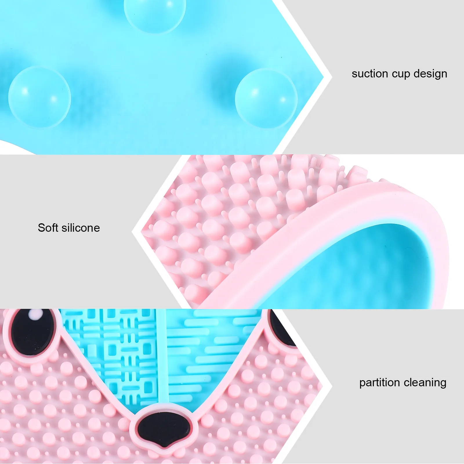 Makeup Tool Cleaning Mat Silicone Soft Texture Suction Bottom Multiple Compartments for Eyeshadow Blender Foundation Brush Wash