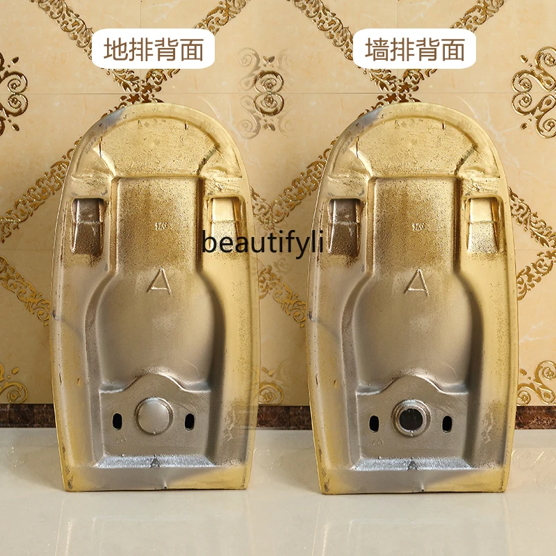 Wall-mounted intelligent automatic sensing golden urinal, men's wall-mounted urinal, ceramic urinal