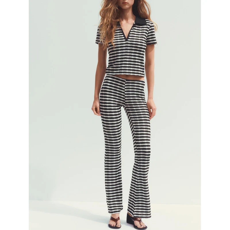 

Casual Embroidered irt ort Sve High Waist Loose Pants Women's Faion Set Summer 2025 Long Pants ort Sve Pol...