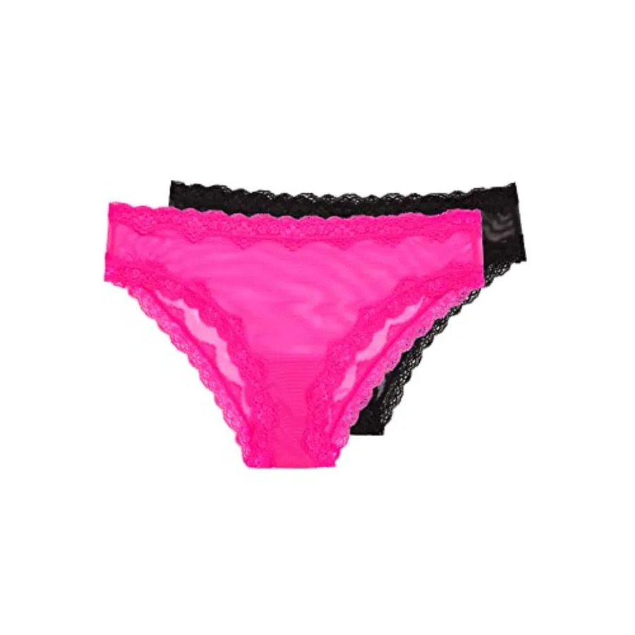 

Women's Lace Trim and Mesh Panty 2 Packs Sexy Thongs and Cheeky Bikinis