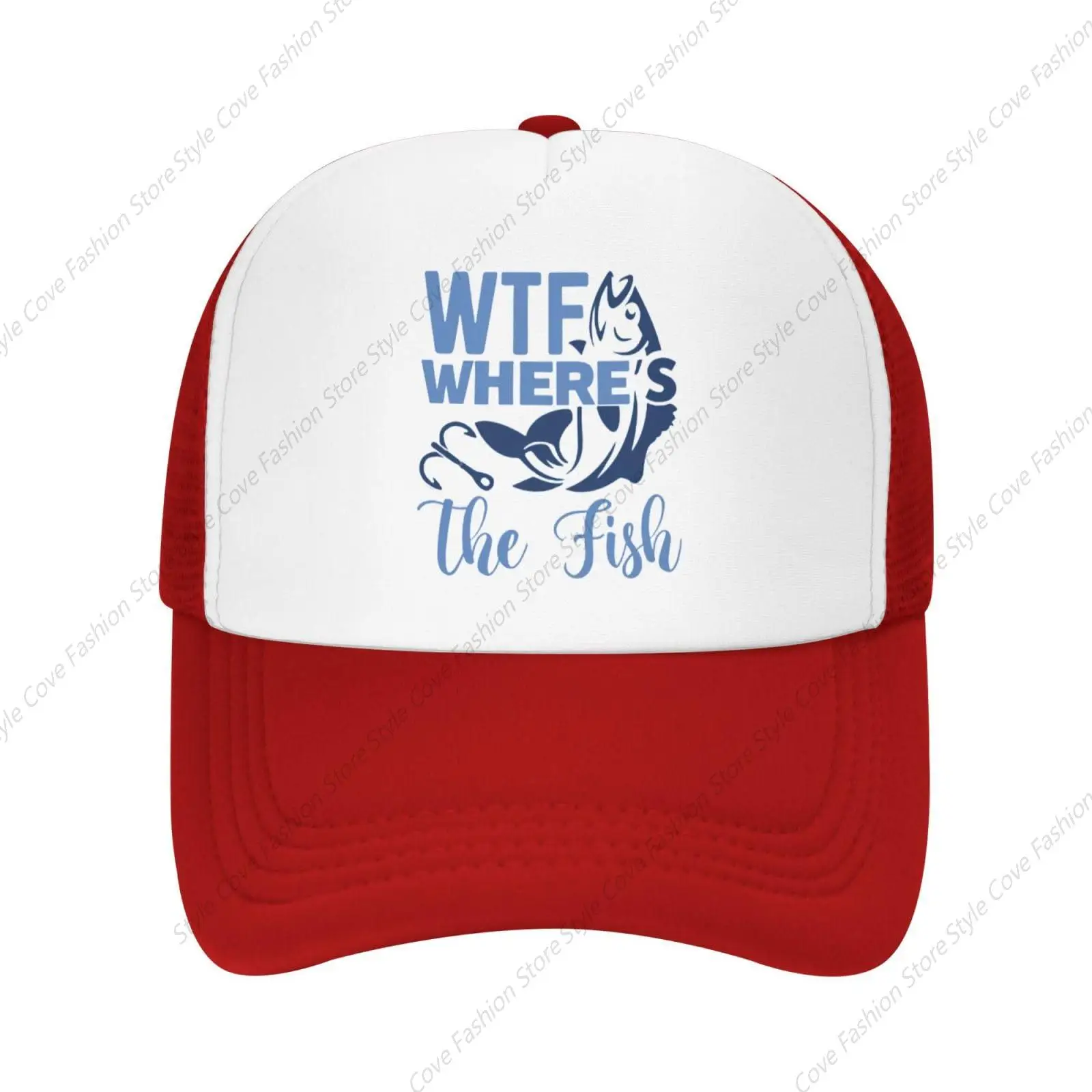 WTF-Boné de Beisebol Ajustável Masculino e Feminino, Chapéu Adulto Mesh, Chapéu de Caminhão Hip Hop, Chapéu de Pesca, Retro, Onde Está O Peixe