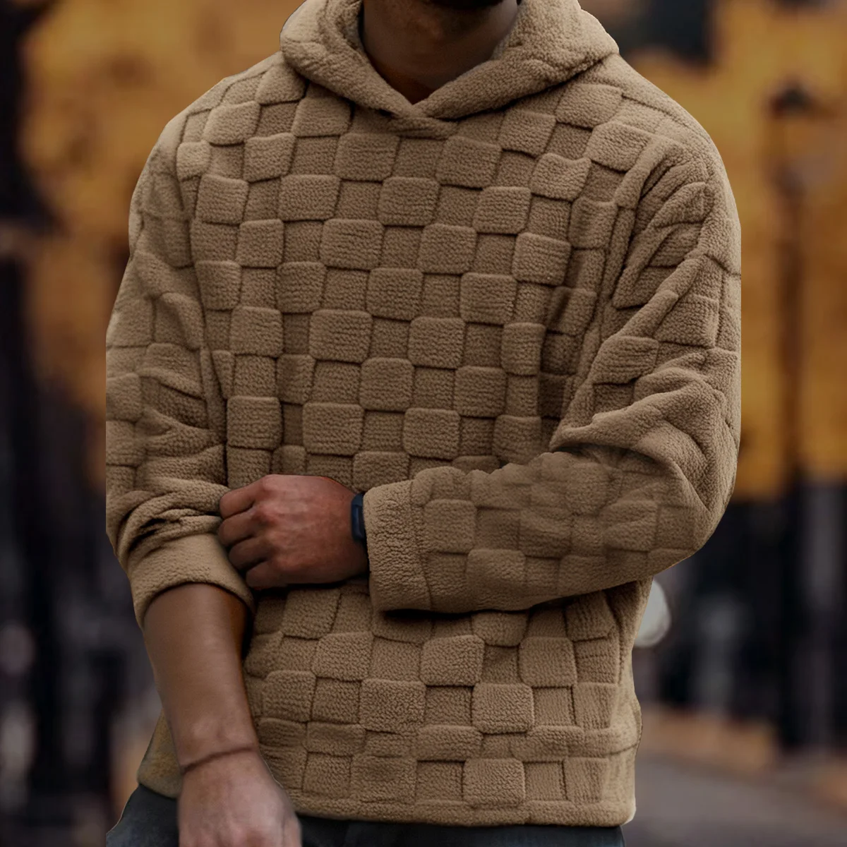 Sudadera con capucha gruesa de otoño e invierno para hombre, corte moderno, adecuada para salidas diarias, deportes, compras, viajes