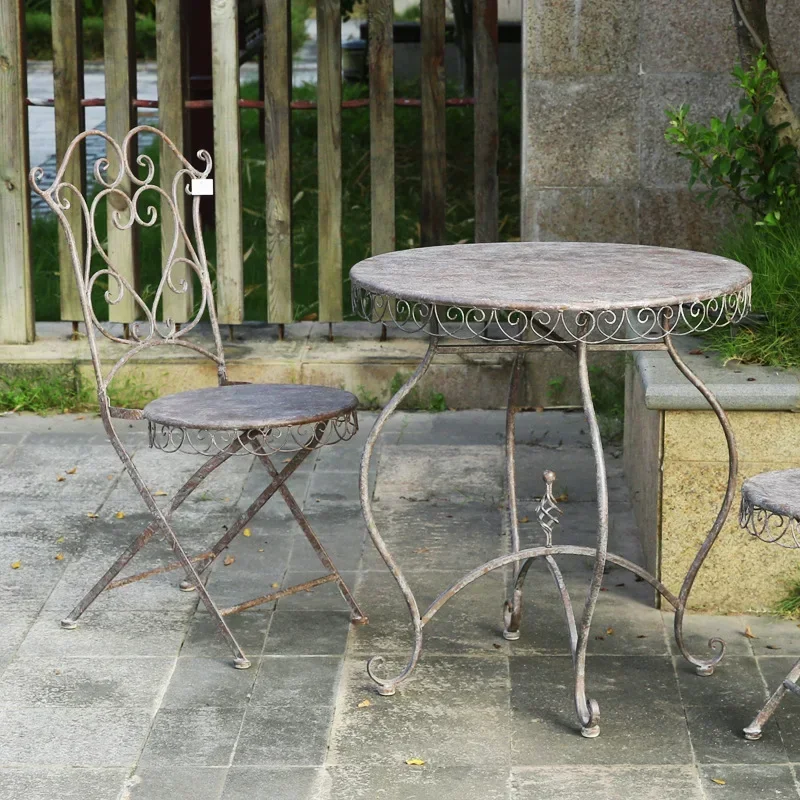 Order retro distressed wrought iron garden tables and chairs outdoor patio chairs outdoor patio chair decoration
