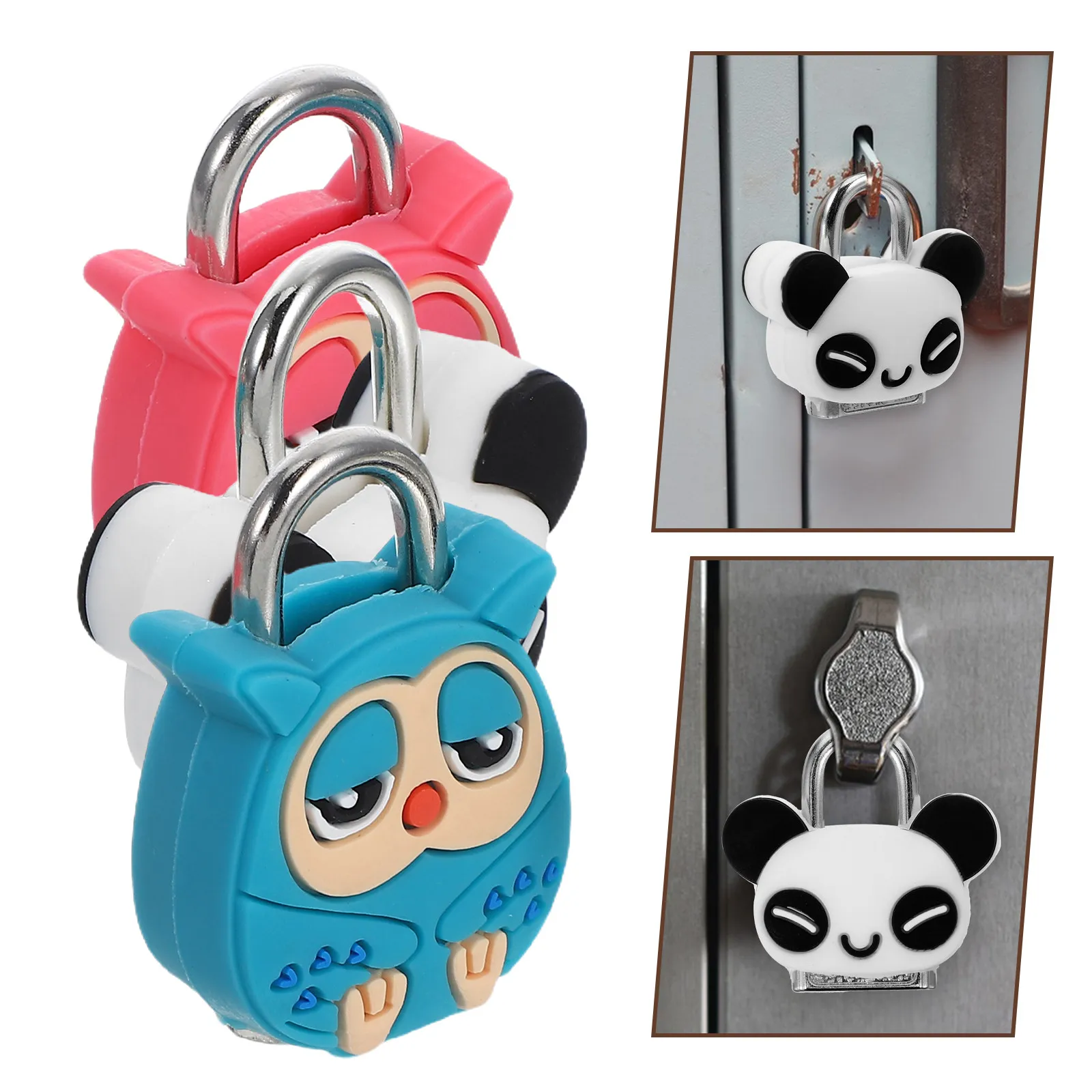 3Pcs Mini Locks Adorable Animal Print Strong Metal for Cabinet Drawer Toolbox Notebook Travel Bag Kids Safety Decorative Lock