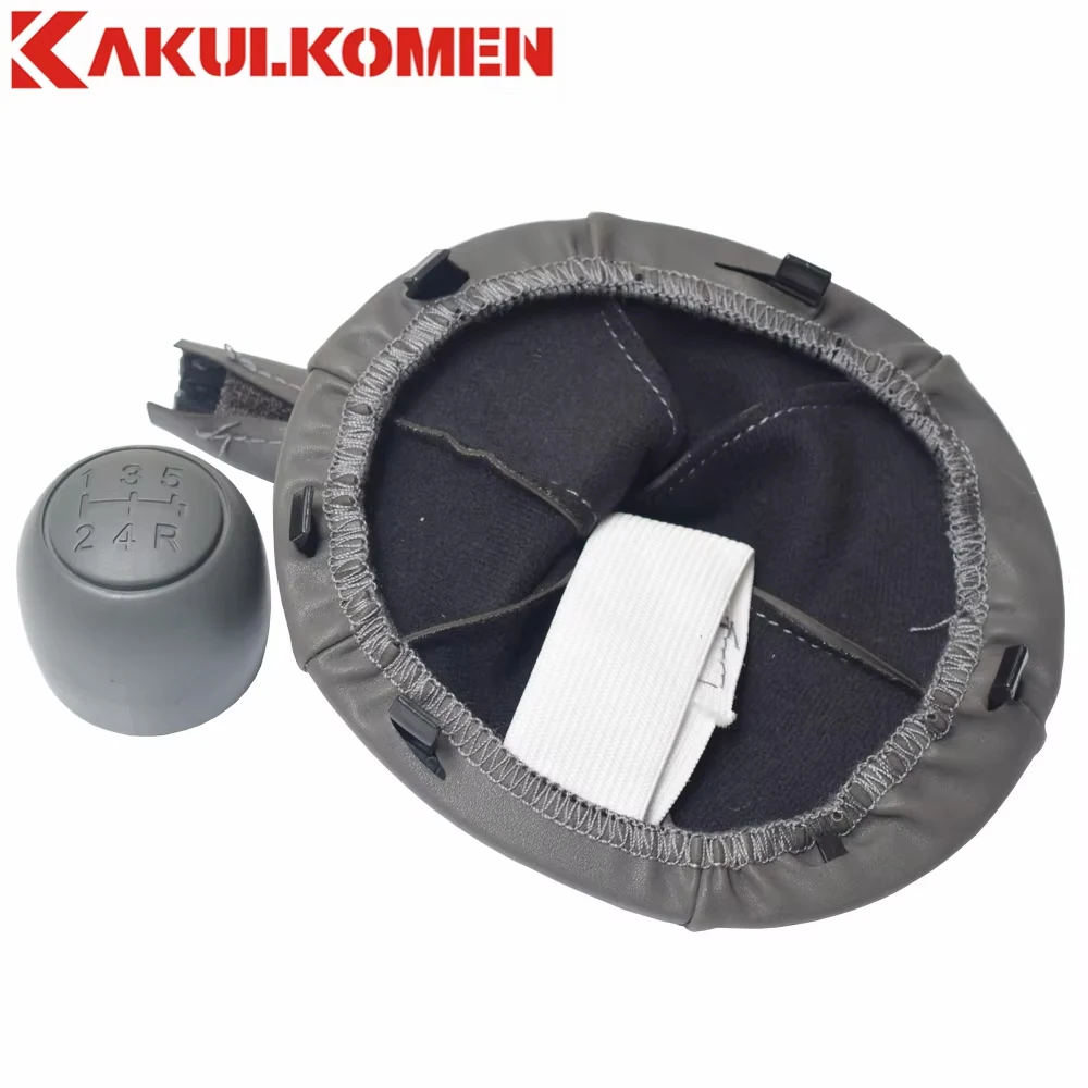 Schwarz Grau 5-Gang-Schaltknauf mit Kugel und Ledermanschette für Fiat 500 500C Panda 2003–2012