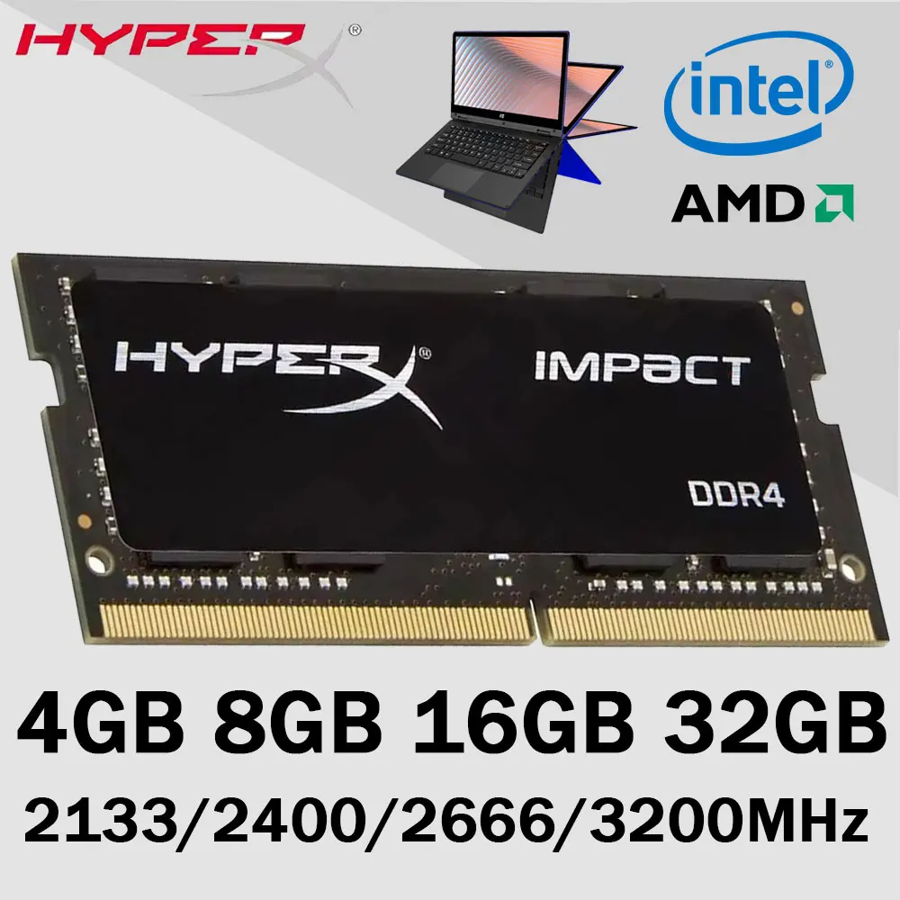 Memória HyperX DDR4 Laptop RAM 16GB 4GB 32GB 8GB 3200MHz 2400MHz 2133 2666MHz Memória SODIMM 260Pin PC4-21300 19200 25600 NB RAMs
