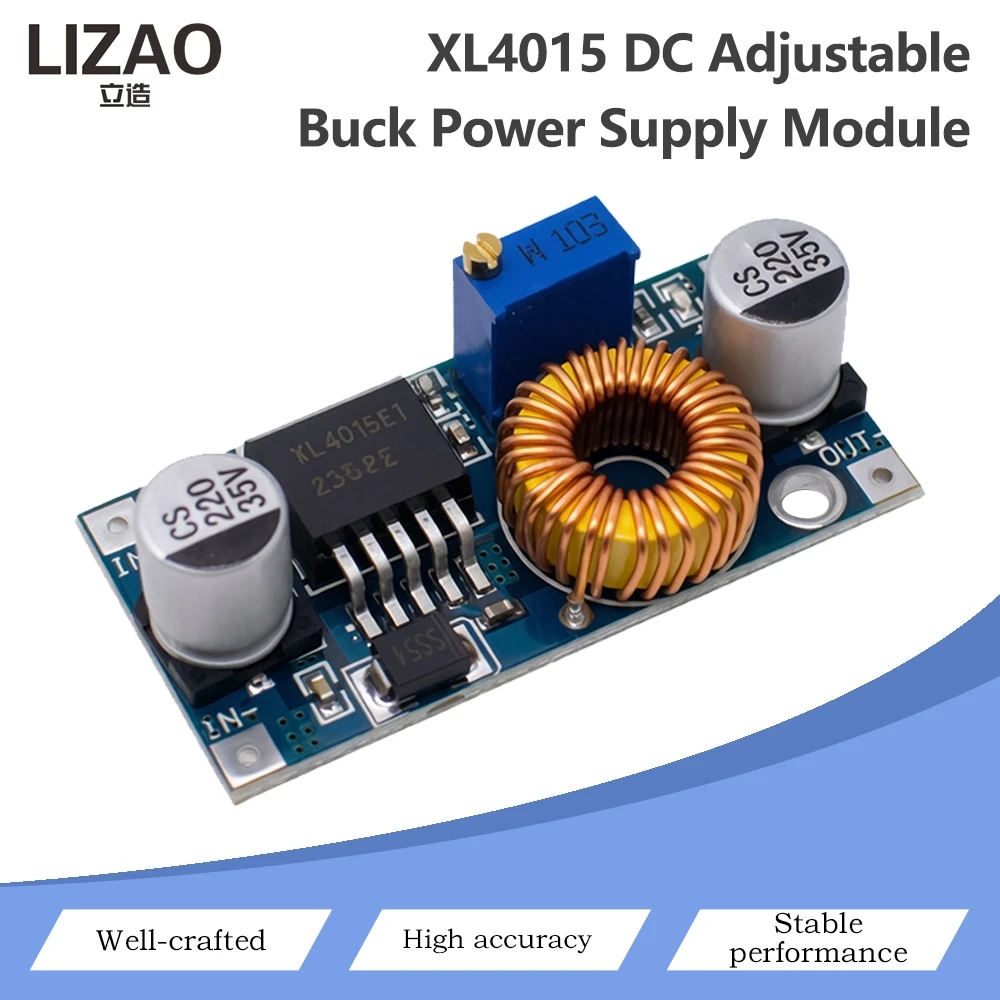 XL4015 DC-DC Adjustable Buck Power Supply Module 5-32V Input 0.8-30V Output 5A Step Down Voltage Regulator Board For Arduino DIY