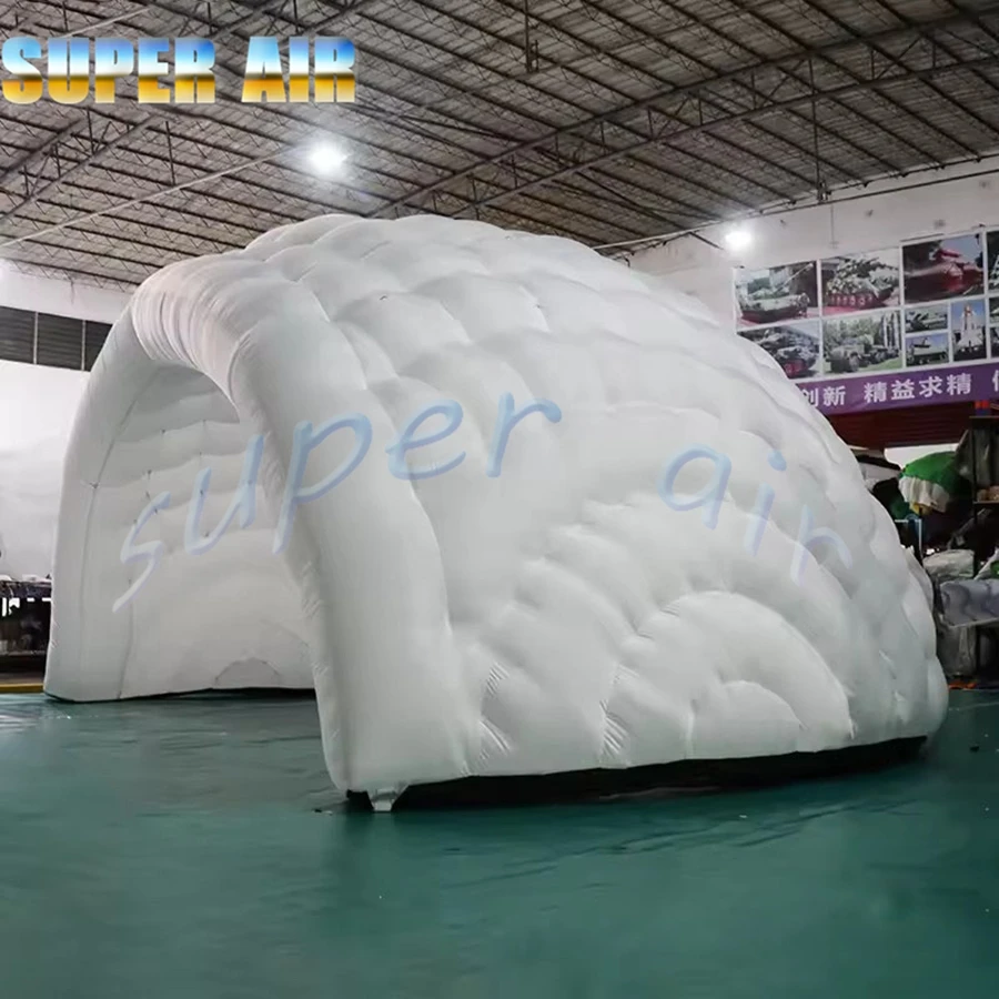 Weißes tragbares aufblasbares Iglu-Zelt mit 6 m Durchmesser und Licht zur Miete