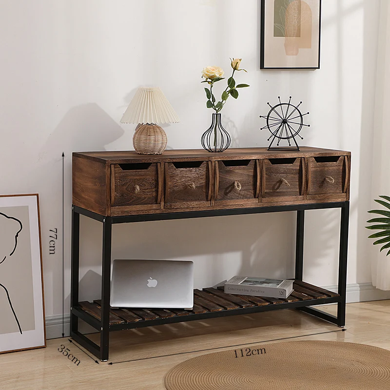 

Indoor furnitureDecorative cabinet, retro wrought iron chest, storage, solid wood long table, porch rack
