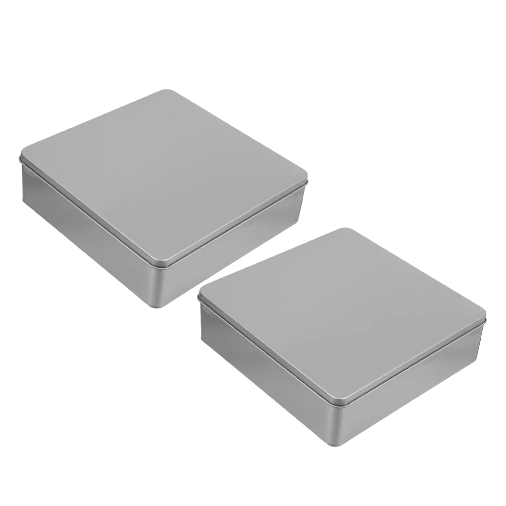 

2 шт., большая металлическая коробка для хранения, квадратная банка, большая емкость, жестяные коробки для печенья, декоративный контейнер для домашней организации, подарок