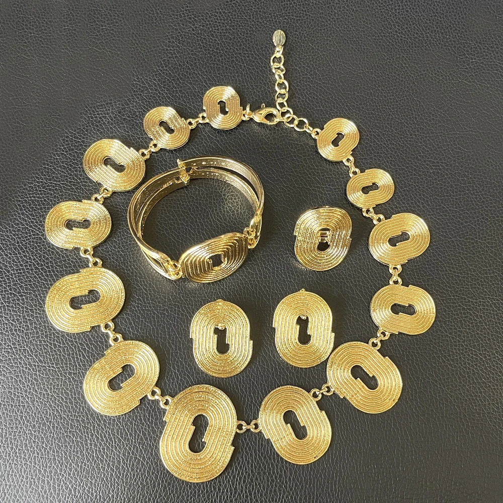 

Jewelry Sets For WomenNigerian Women Jewelry Sets Gold Plated Necklaces Rings Earrings Fashion Trends Wedding Party Accessories