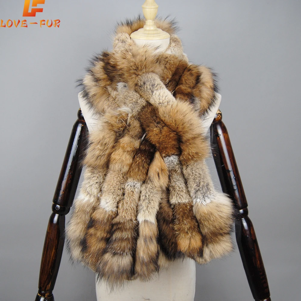 

2024 New Arrival Women Winter Warm Genuine Fox Fur Scarves Female Fashion Neck Warmer Ladies Scarves Real Rex Rabbit Fur Scarf