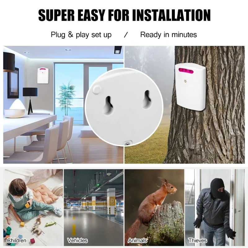 For Home Outdoor Use Multifunctional Wireless Driveway Alarm IR Motion Sensor Alarm Doorbell 1 Receiver 2 Transmitters