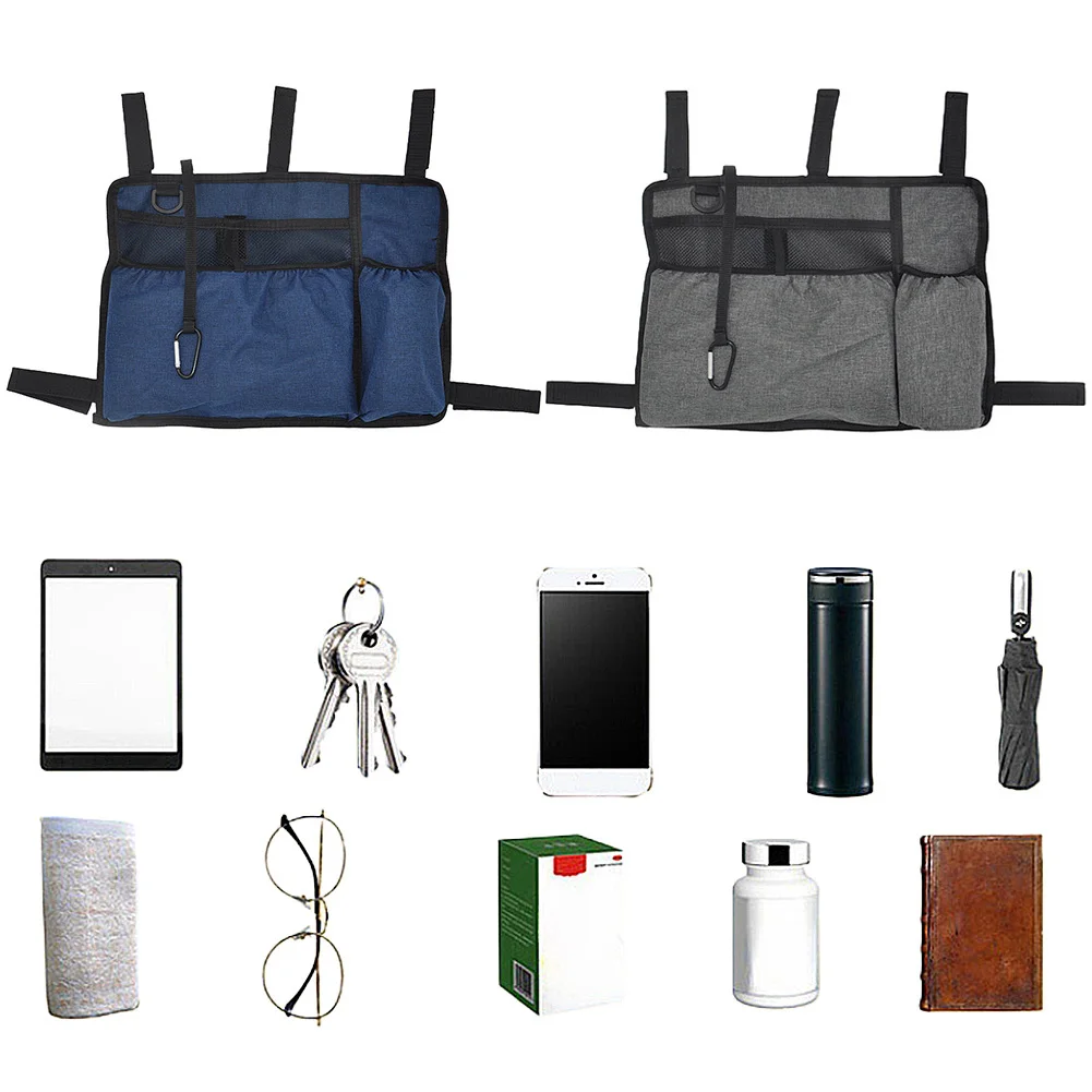 Walker Bag with Cup Holder Handicap Carry Bag Multi-Pockets Armrest Side Storage Bag for Adult Folding Walkers