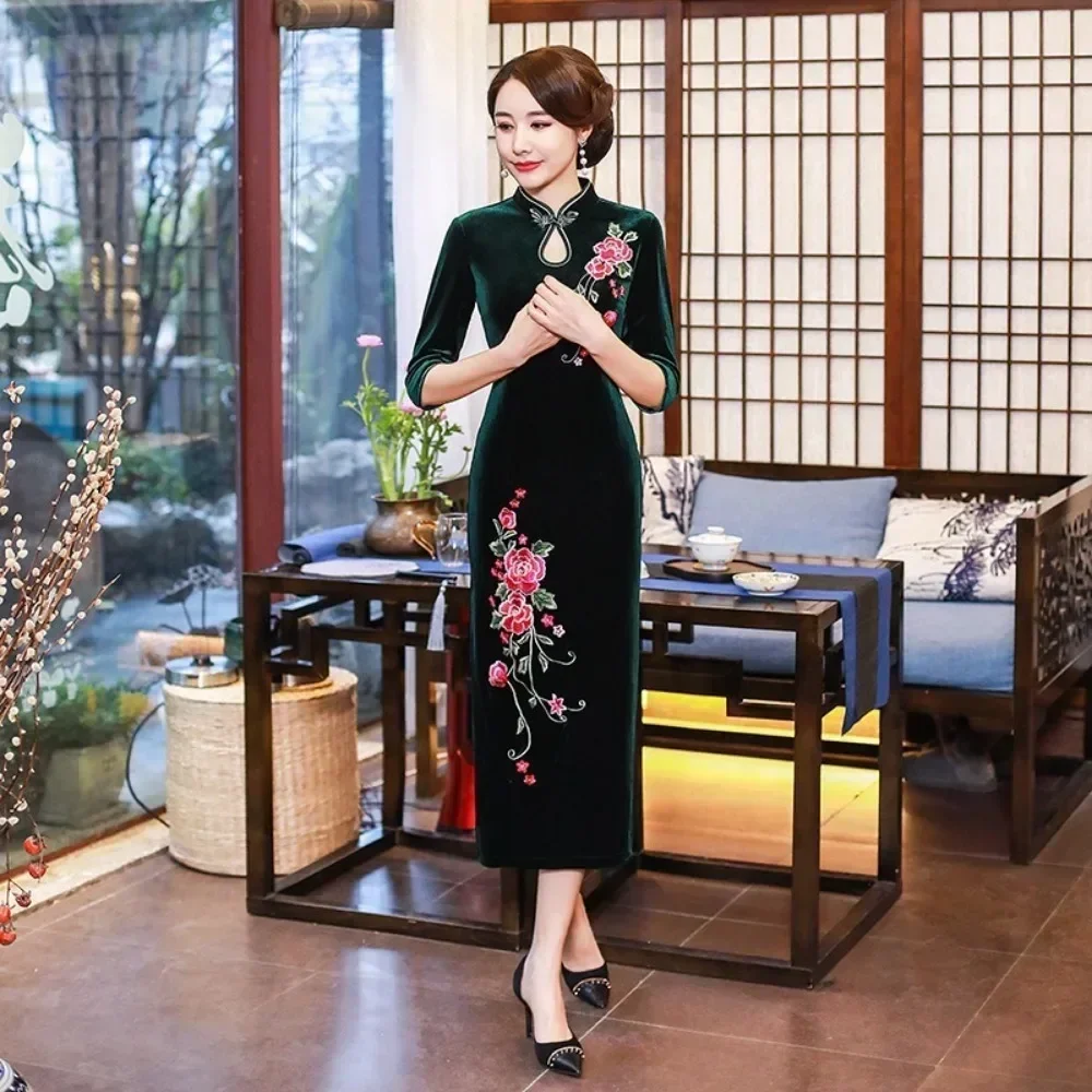 伝統的な中国服-チャイナドレス-ファッション服-女性用ドレス-衣類-ストリートウェア-中国袍-エスニックスタイル-ヴィンテージ