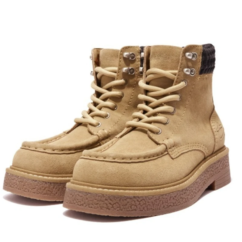 Kangaroo Boots Shoes Men's Hand Sewn Casual Heightening Boots Genuine Leather Improved Smoke Glue Outsole Desert Outdoor Shoes