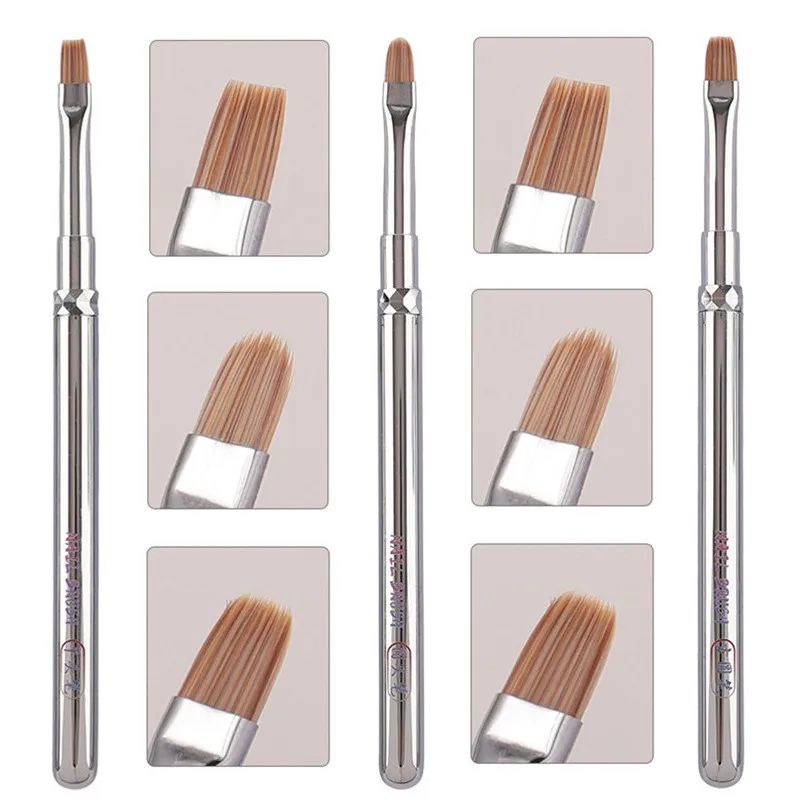 1/3PCS Metal Handle New Nail Art Brush For Manicure Painting Brush Uv Gel Extension Builder Drawing Pen