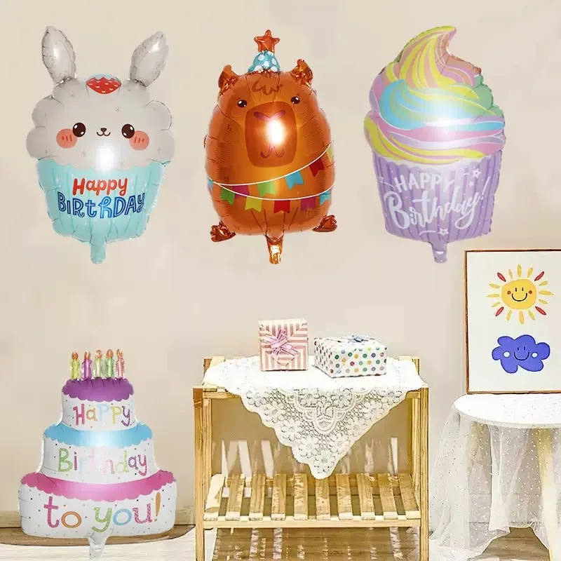 New Birthday Aluminum Balloon Glasses Cloud Camera Birthday Cake Party Hat Ice Cream Styling Children's Birthday Party Decoratio
