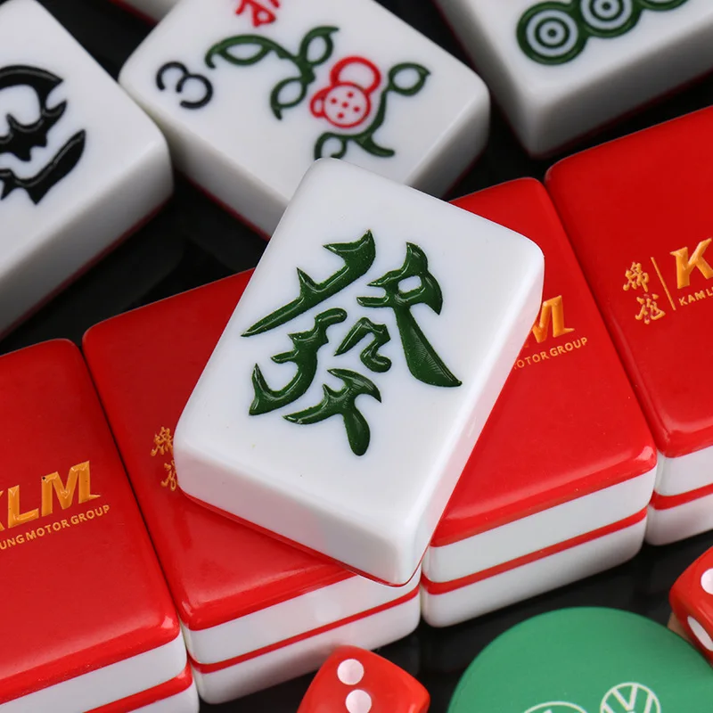 

Hot Mahjong set 40mm Red Melamine household hand-rubbed mahjong tiles exquisite leather box 144pcs mahjong Game family fun mj13