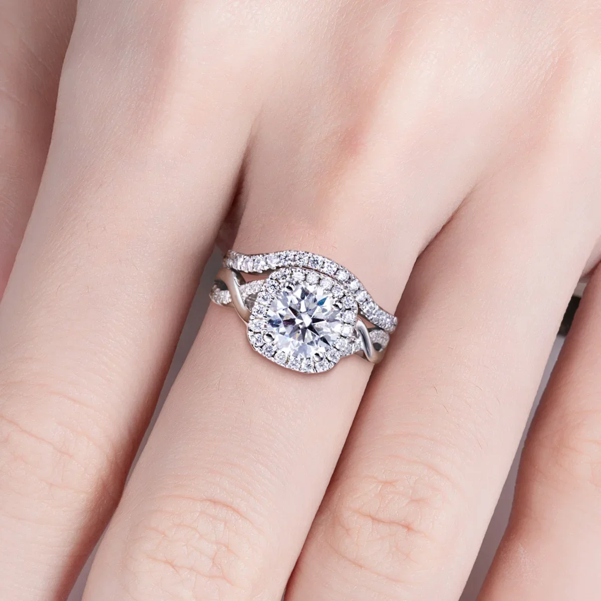 NASIA 2ct D Color Moissanite Halo Engagement Ring 18k Gold Plated S925 Sterling Silver Infinity Bridal Rings for Women 2026