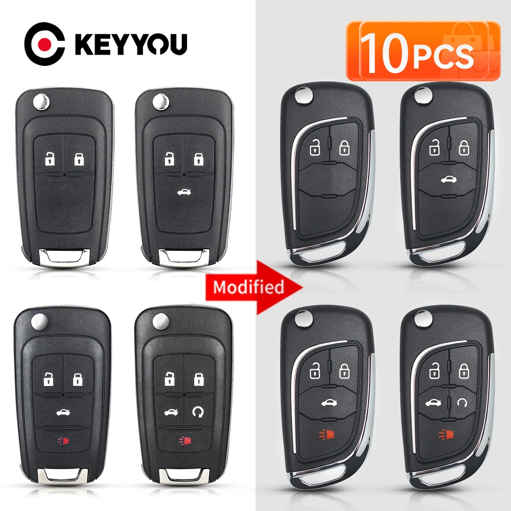 

KEYYOU 10 шт. модифицированный ключ без логотипа для Chevrolet Cruze для OPEL Insignia Astra Zafira Mokka Agila Corsa Meriva Signum Tigra Mando