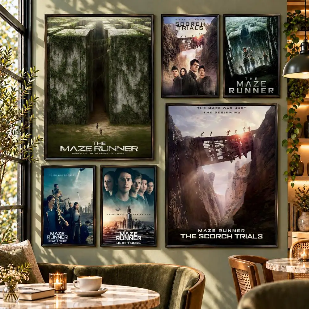 Movie Dystopian The Maze Runner Action Poster HD Self Adhesive Wall Decor for Bedroom Dorm Room Office Gaming Room Gift