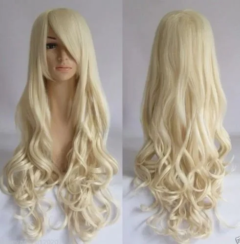 Wholesale Hot! Fashion Light Blonde Long Curly Women's Cosplay Wig w1