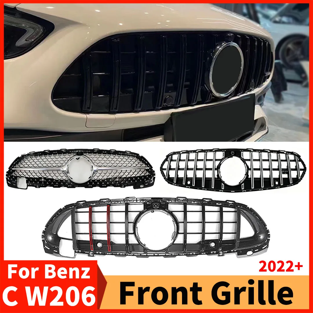 

Front Grille Grill Tuning For Mercedes Benz C C43 W206 S206 2022+ like C200 C220 C300 AMG Line or All Terrain Estate GT Diamond
