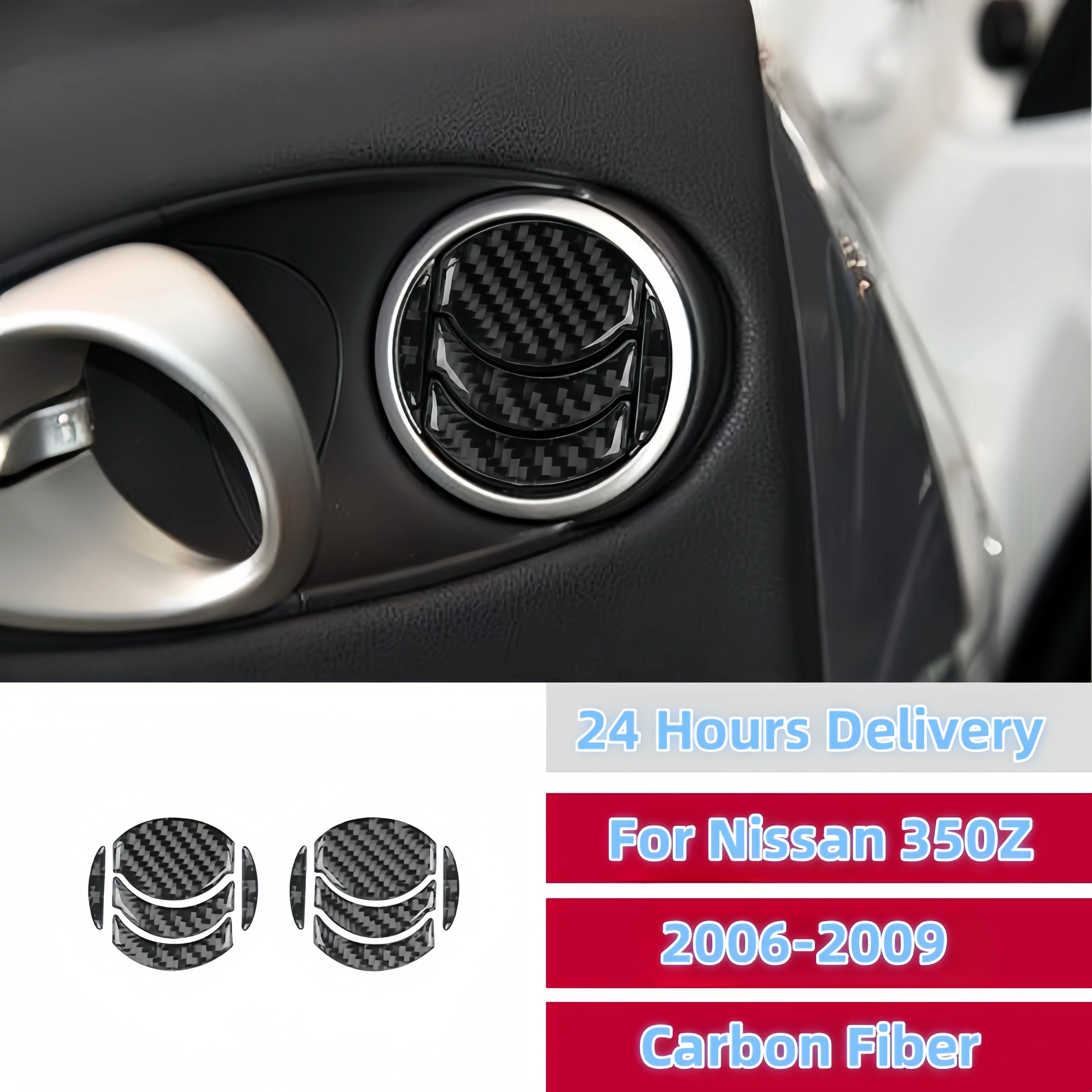

Для Nissan 350Z 2006-2009 углеродное волокно приборная панель автомобиля левый и правый воздуховыпускное отверстие декоративная крышка накладка наклейка аксессуары