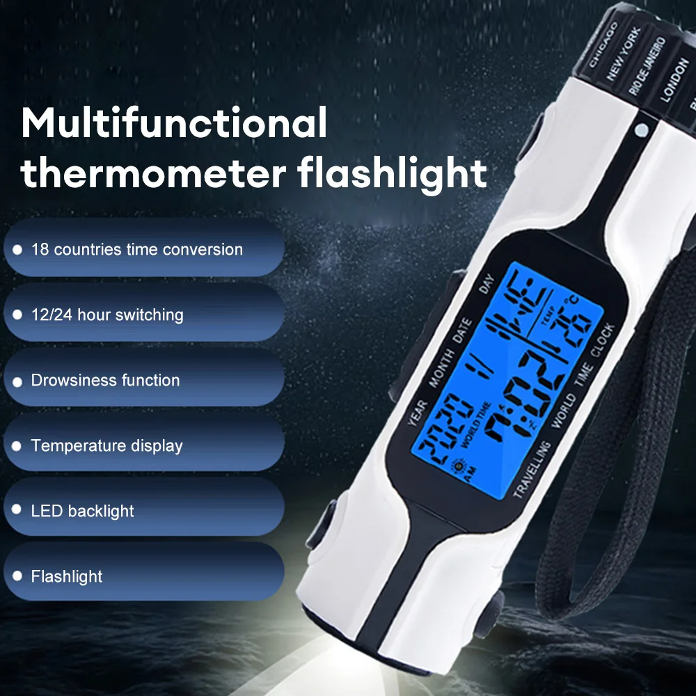 High Precision Backlight Clock Digital Alarm Flashlight Snooze Display Time Electronic Home Outdoors Timing Temperature Display