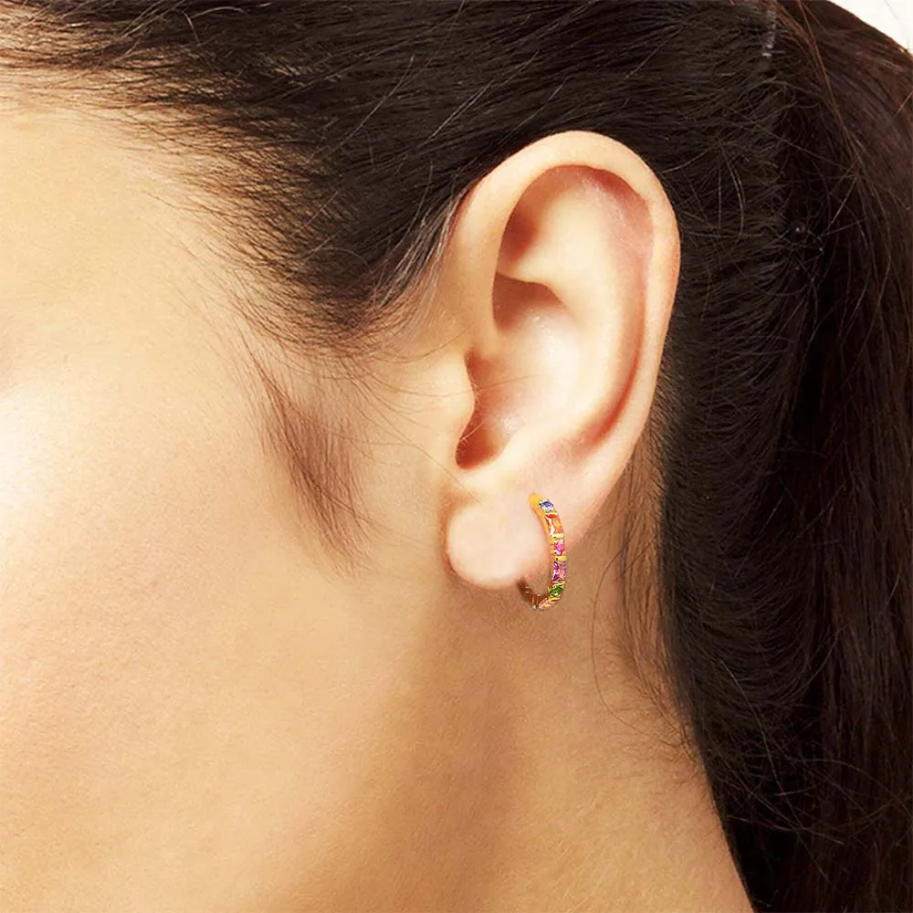 Kreolische Creolen mit Scharnier, bunte Steine, europäischer Stil, feiner Schmuck, Geschenk aus massivem 925er-Sterlingsilber für Frauen – Detail 3