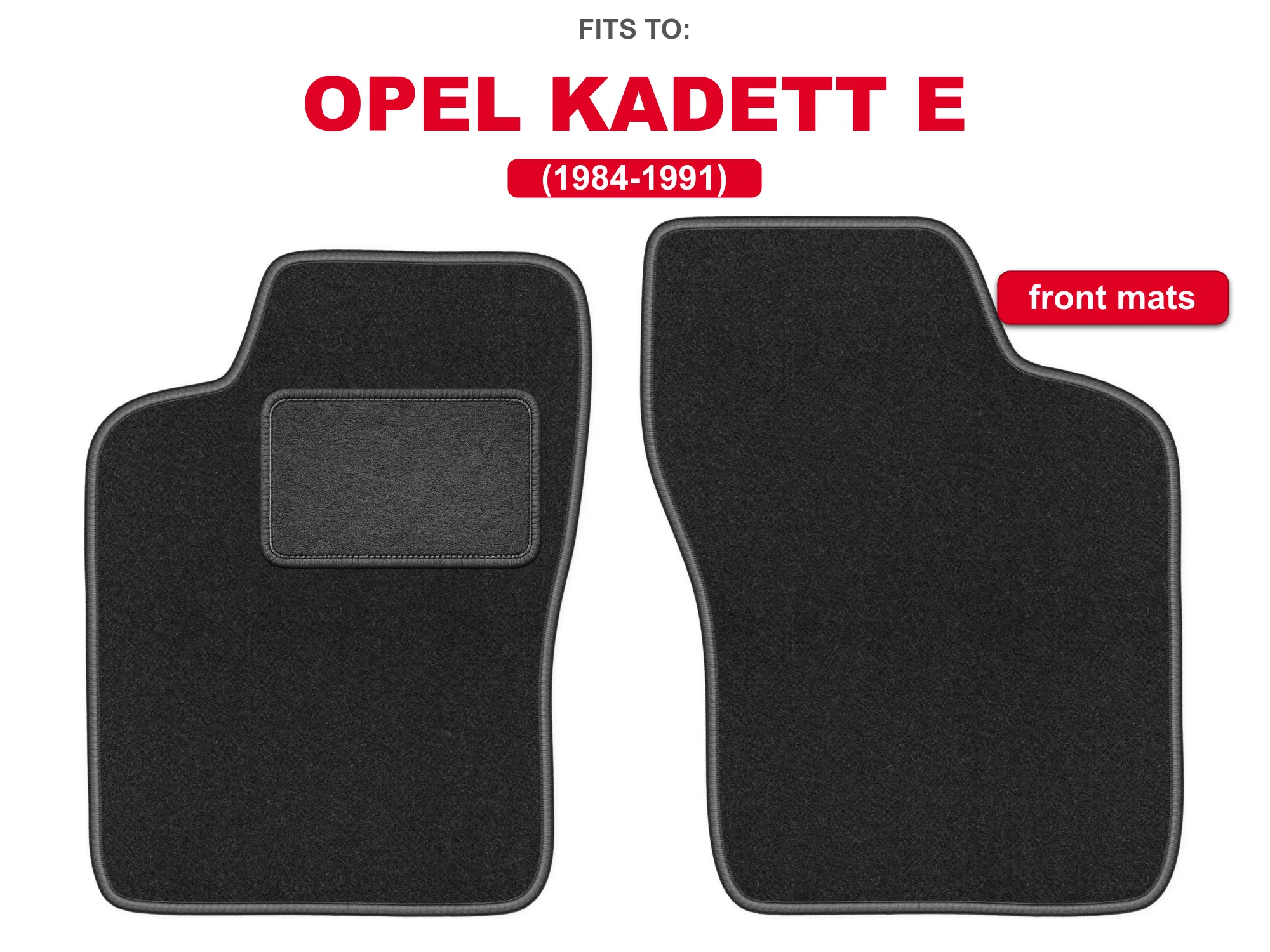 Velour vloerkleden voor: Opel Kadett E 1984-1991 grafietkleurige set auto vloermatten voor de voorkant van de auto