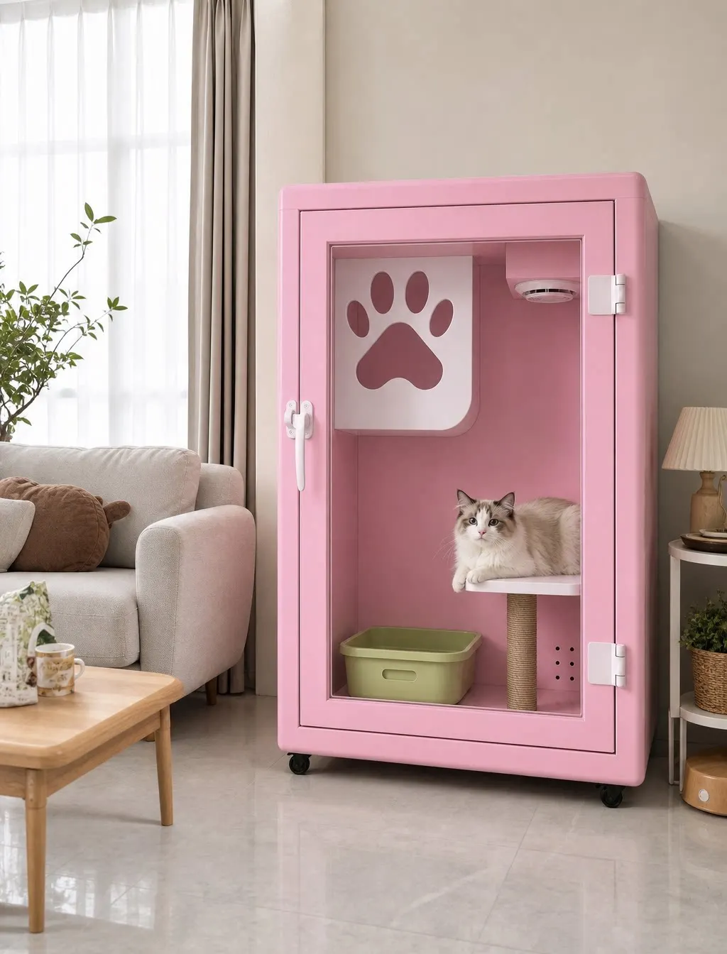 Pure solid wood princess powder silent cat cabinet cat nest home indoor professional noise reduction cat villa pet warehouse