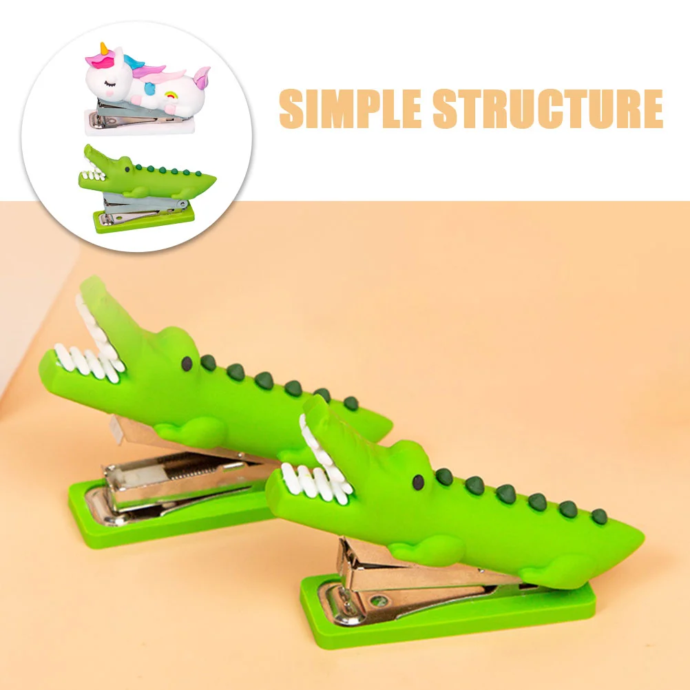 4pcs Mini Stapler For Kids Students Novelty Unicorn Crocodiles Shaped Desktop Stapler Animal Stapler Cute Stationery For Home Of