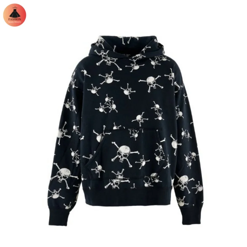 Saint Black Full Print Skull Winter Hoodie High Quality 1:1 Street Hip Hop Coat High-end Mens Womens Suit