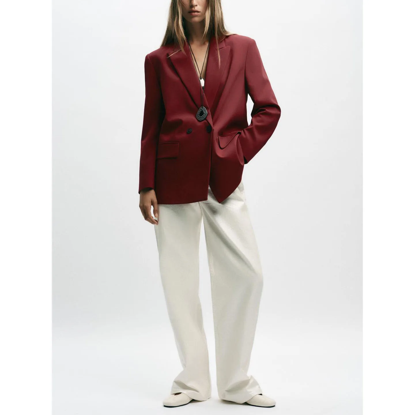 Neue Herbst frauen Lose Fit Lange Sve drehen-unten Kragen Gepolsterte oulder Zweireiher Anzug Jaet Casual Sle Polyester...