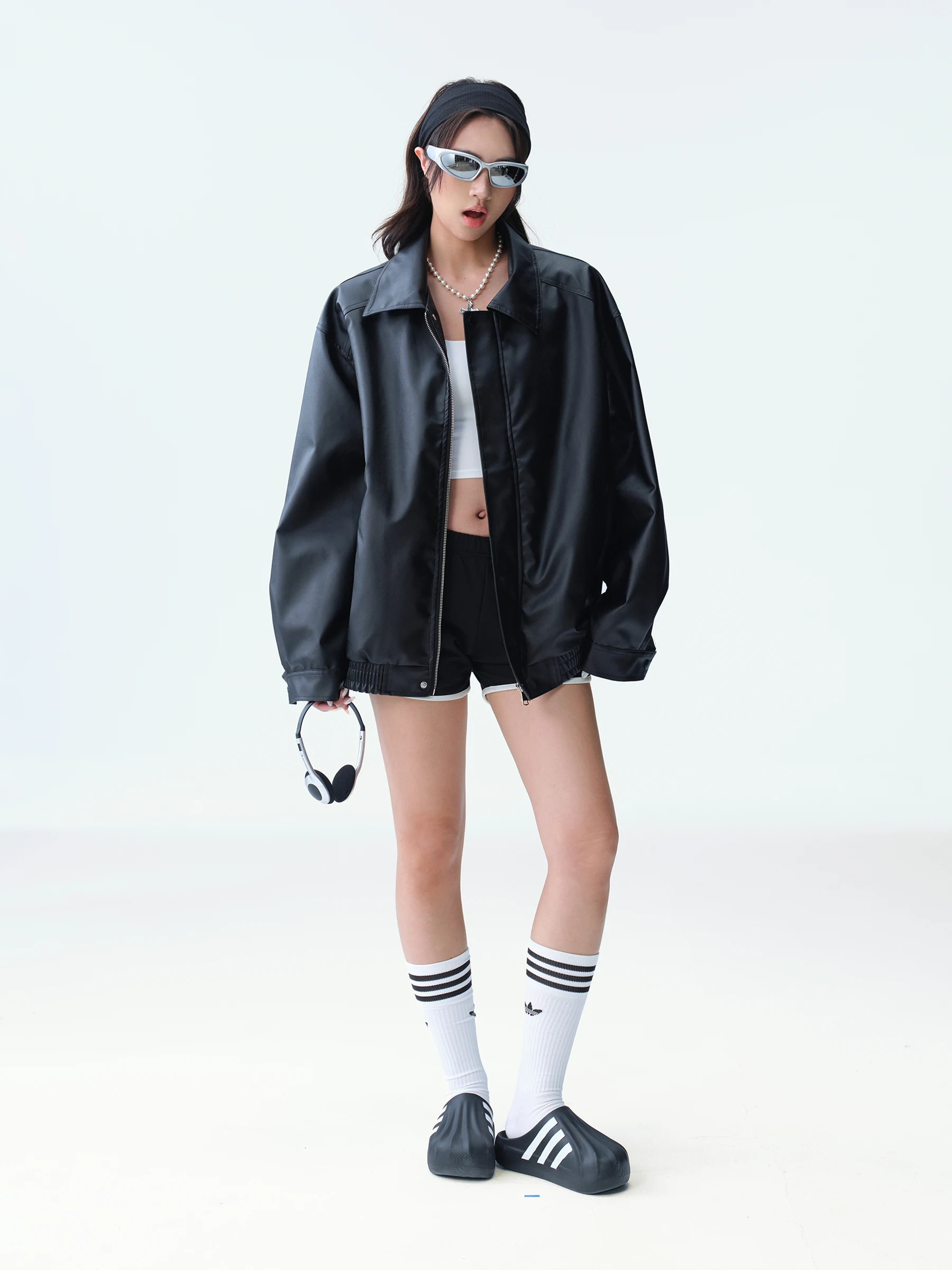 Bluescola-Chaqueta de cuero marrón para mujer, abrigo de cuero PU hoado para primavera y otoño, estilo Vintage de alta cali...