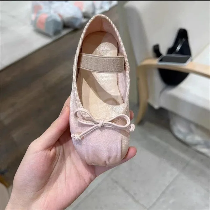 

Girls Casual Shoes Slip-on Soft Sole Kids Princess Shoes with Simple Bows 2026 Brand New Fashion Children Ballet Shoes Non-slip