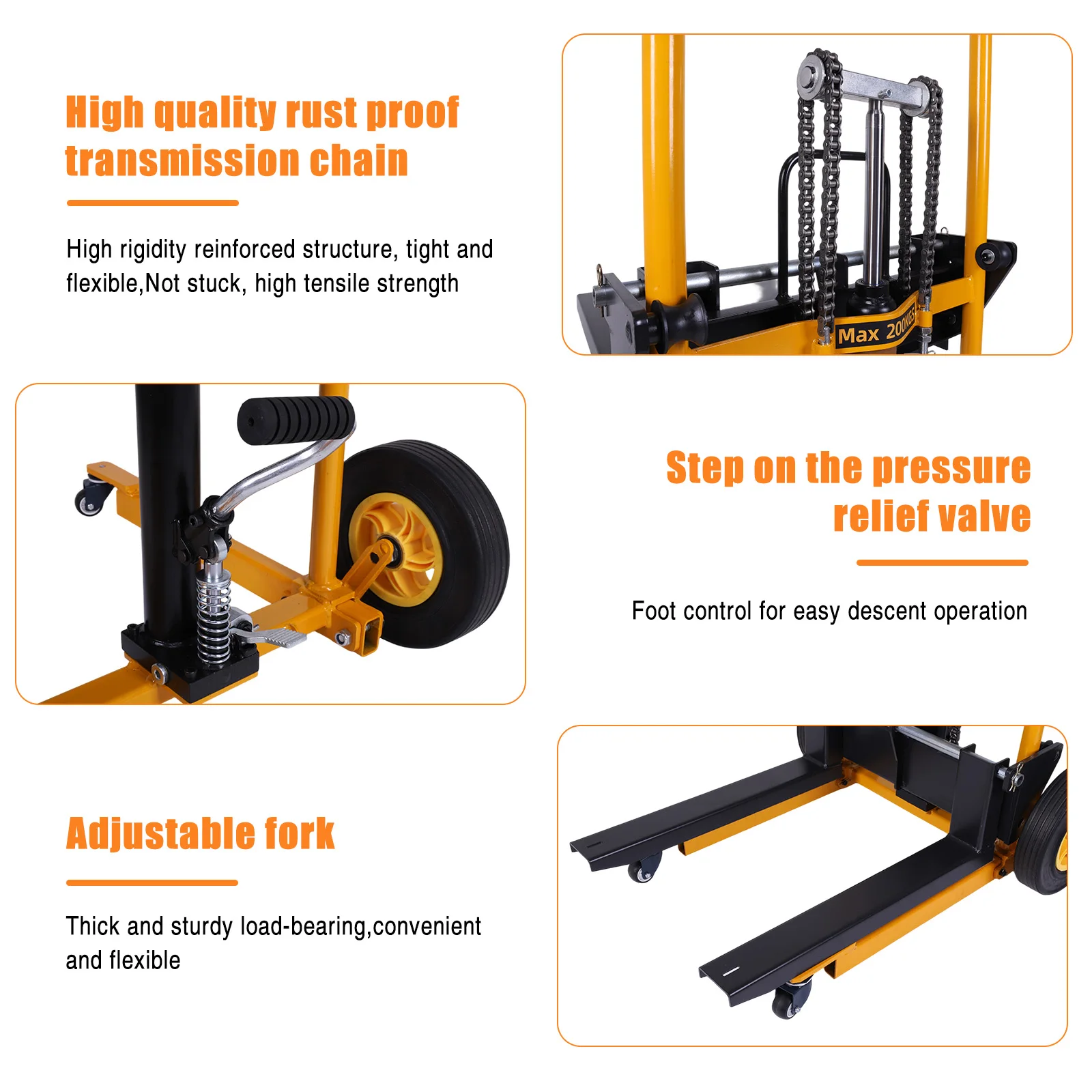 Forklift Lipat Manual Hidrolik dengan Roda Putar, Troli Pallet Portabel, Gerobak Meja, Troli Pallet Tahan Aus