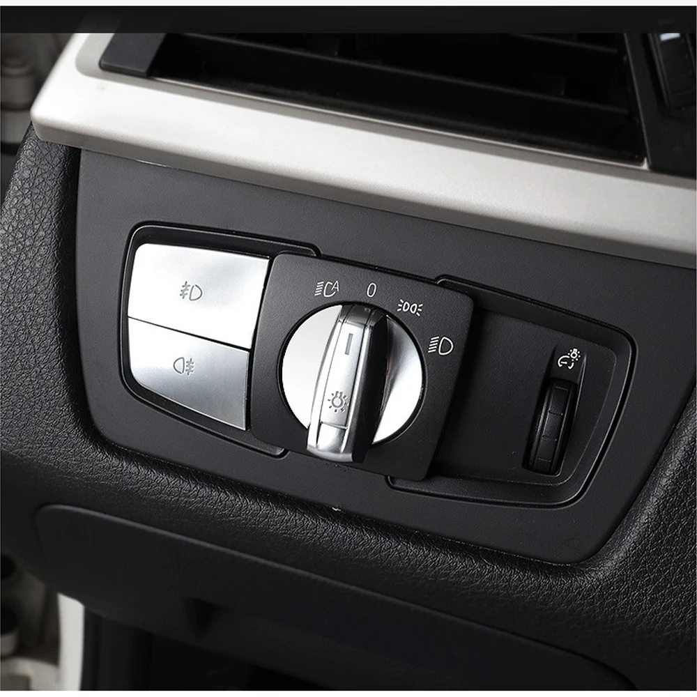 2x Car Headlight Switch Button Cover Stickers For BMW X5 X6 1 2 3 4 F15 F16 F30 F34 F15 F16 F32 F20 F21 F22 F23 F30 F31 F32 F33