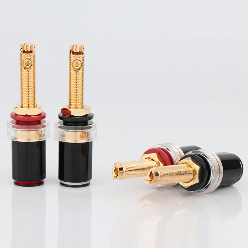 4Pcs Gold Plated Copper Speaker Binding Post Female Banana Connector HIFI Audio Amplifier Socket Terminal for 4mm Banana Plug