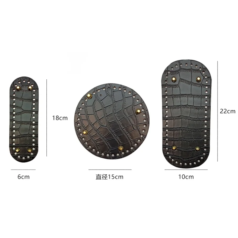 Fast Shipping Crocodile Pattern Leather Bottom For Knitted Bag Multi Size Round Rectangel Bottom With Holes Rivets Bag Bottom