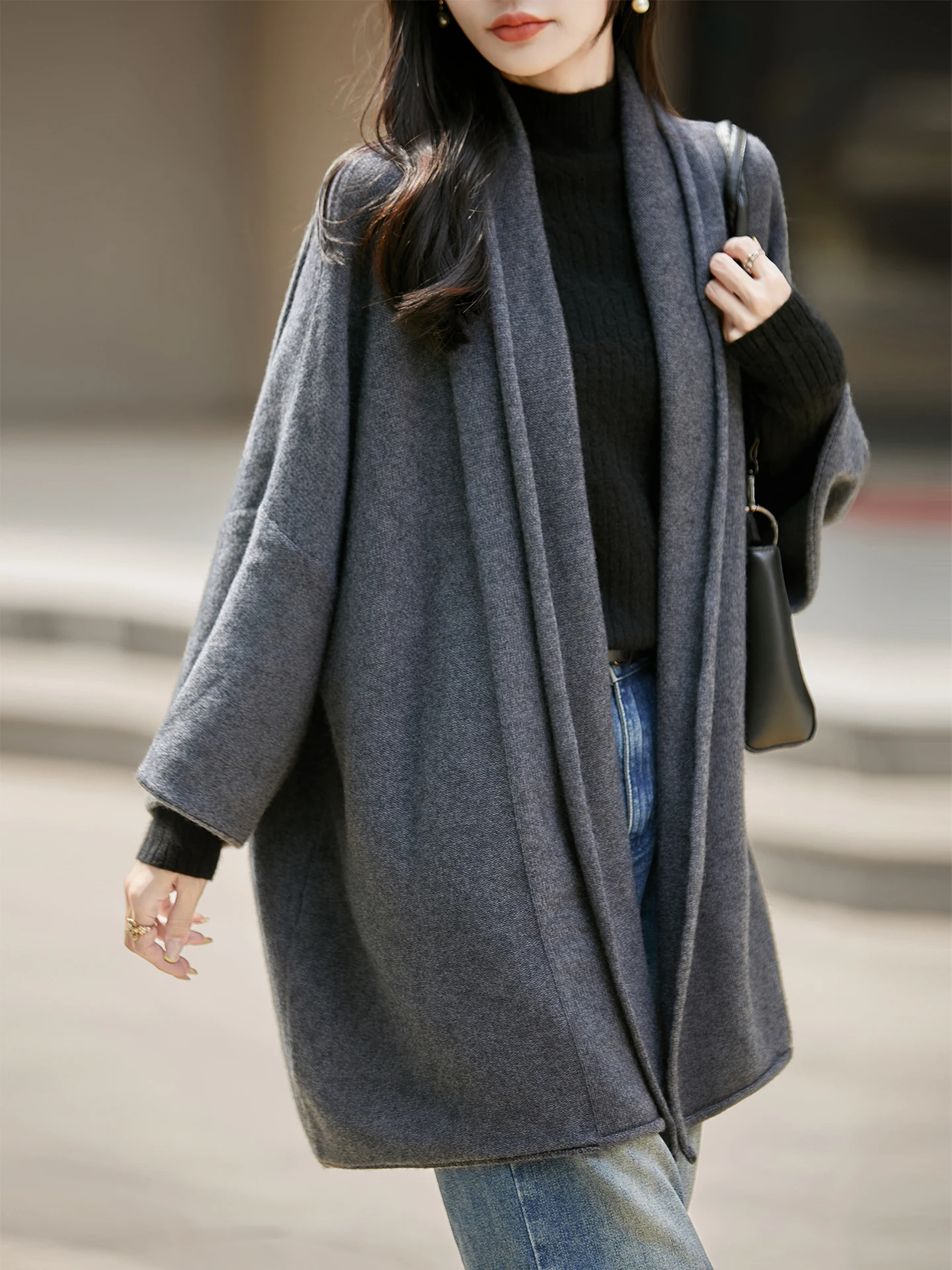 High Quality Coat 100% Merino Wool Women Cardigan Autumn Winter Female Sweater Long Sleeve Clothing Top Lady Oversized Outerwear