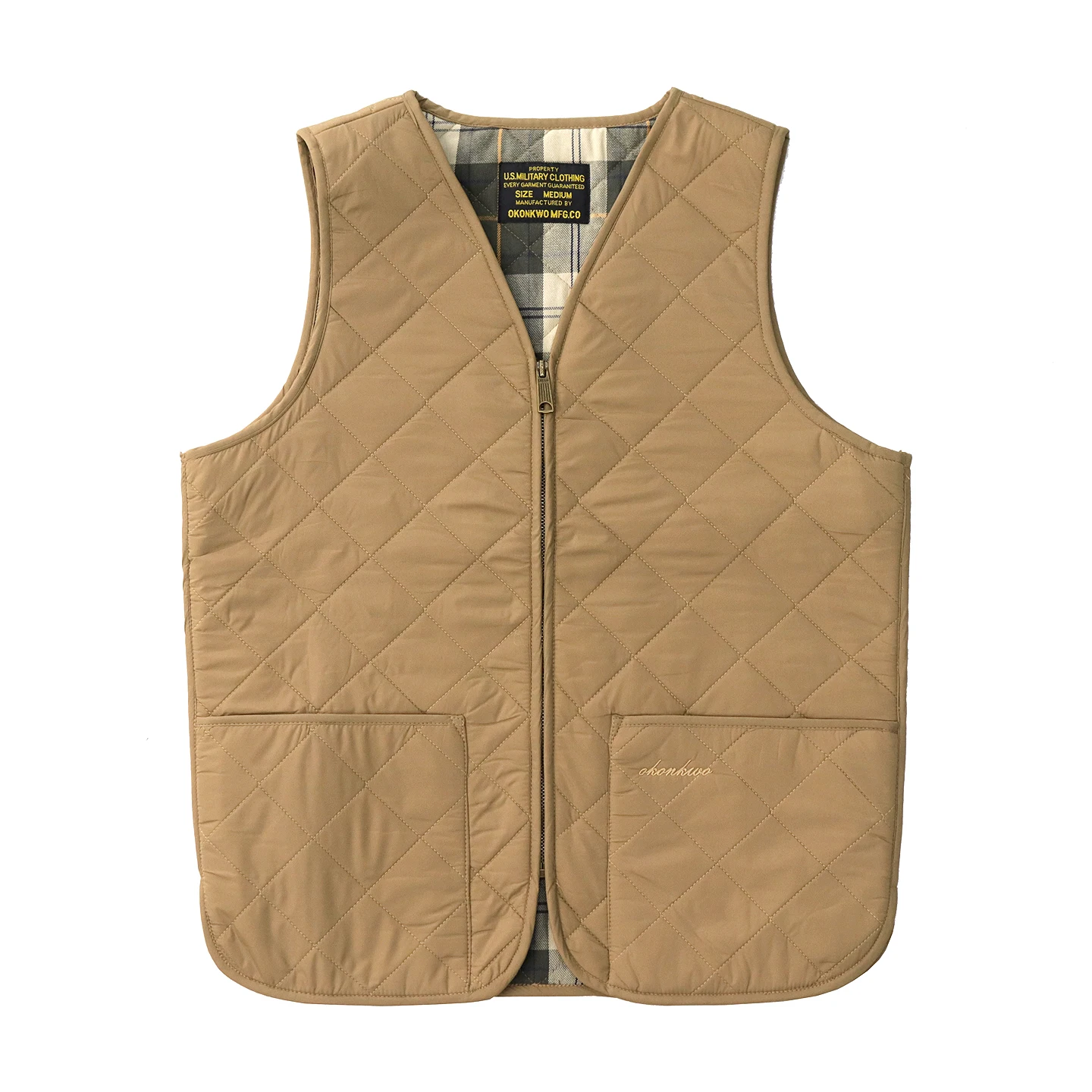 Spring Winter New American Retro Sleeveless Dom Quilted Vest Men's 100% Polyester Thick Casual Multi-pocket Oil Wax Jacket Liner