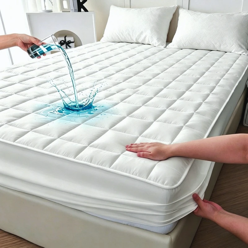 Quilted Waterproof Mattress Protector, Deep Fitted Bed Sheet, Breathable Mattress Pad, Anti-Slip & Washable Mattress Cover