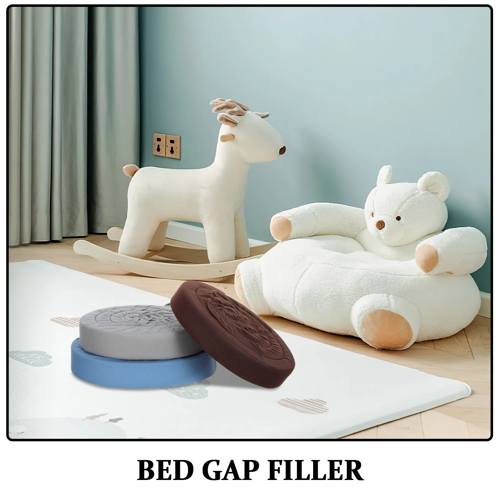 3Pcs Bed Gap Filler Strip Soft Mattress Bridge Pillow for Dorm Room Wall Headboard Fill Prevent Items Falling Gap Insert view 2