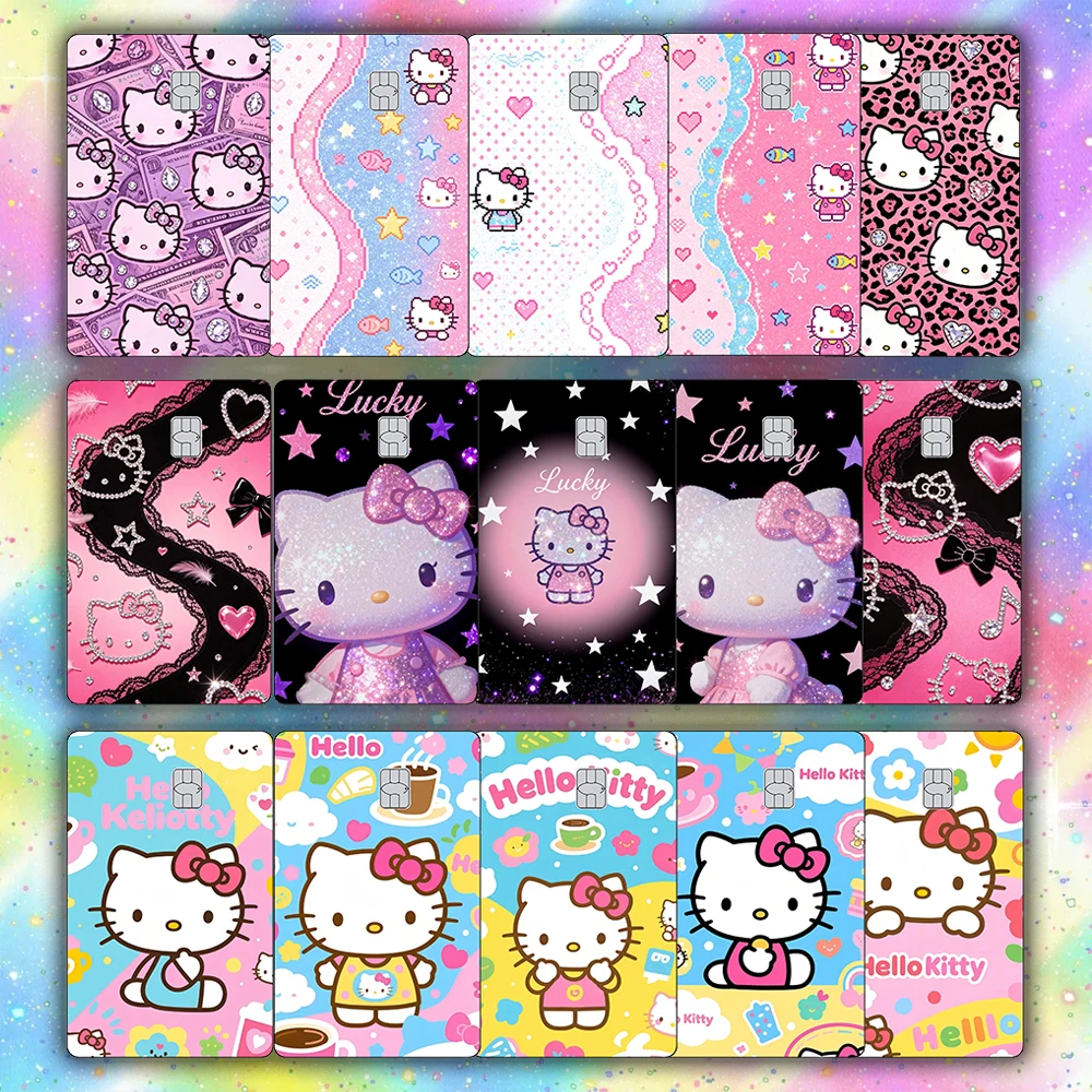 Pegatinas Kawaii para Tarjetas de Crédito, Adhesivos Mate con Diseño de Gatitos para VISA, JCB, MasterCard y Otras Tarjetas Bancarias