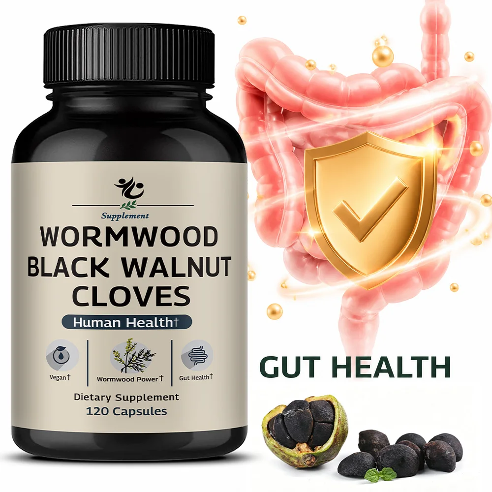 Wormwood Black Walnut Whole Cloves Ginger - Support Digestion Wellness, Liver Cleanse, Joints Health - 120 Capsules